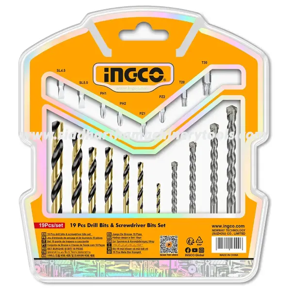 Ingco | 19 Pcs Drill Bits & Screwdriver Bits Set (AKSDB1901)