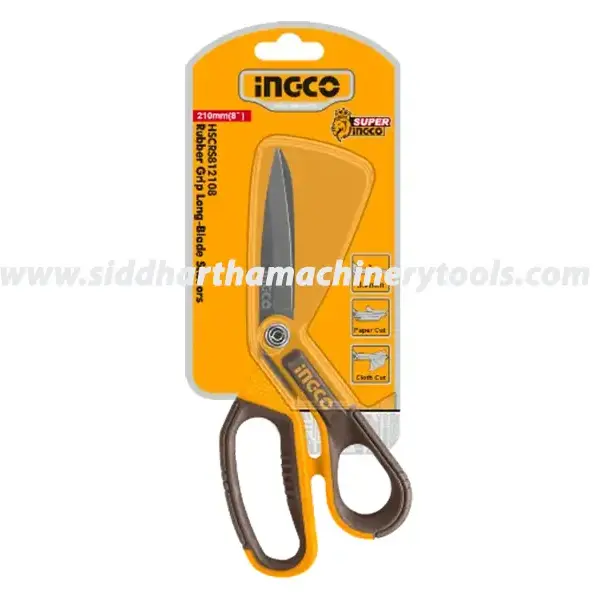 Ingco | Rubber Grip Long-blade Scissors (HSCRS812108) - 8 inch